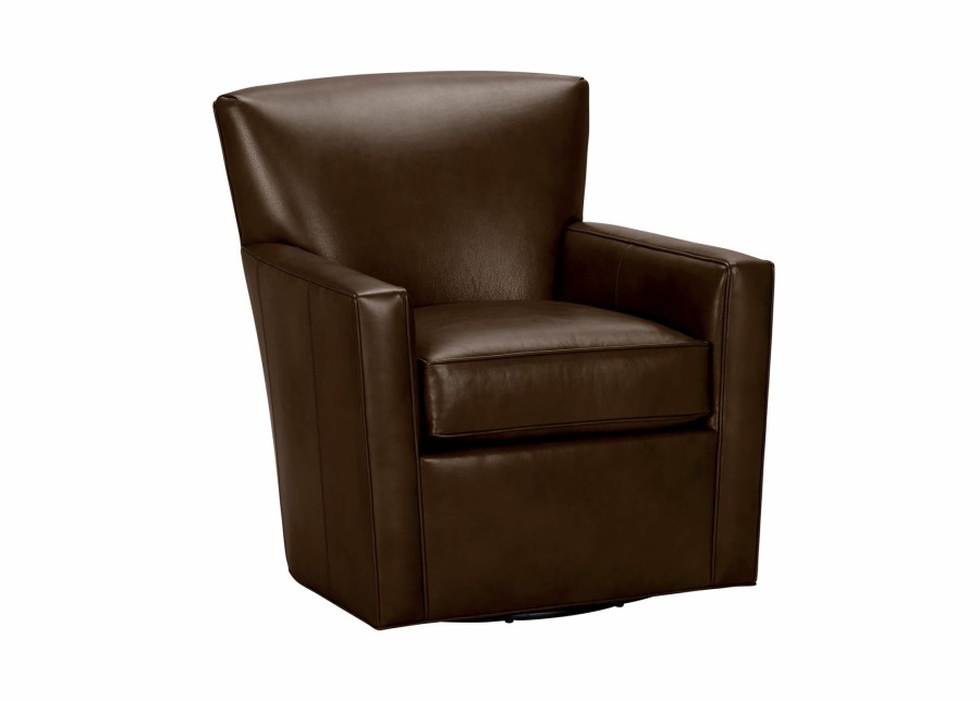 LIVING Ethan Allen Swivel Chairs | Turner Leather Swivel Chair, Quick Ship