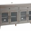 DINING Ethan Allen Buffets, Sideboards & Servers | Custom Four-Door Buffet: Molded-Frame Glass Doors, Top Drawers