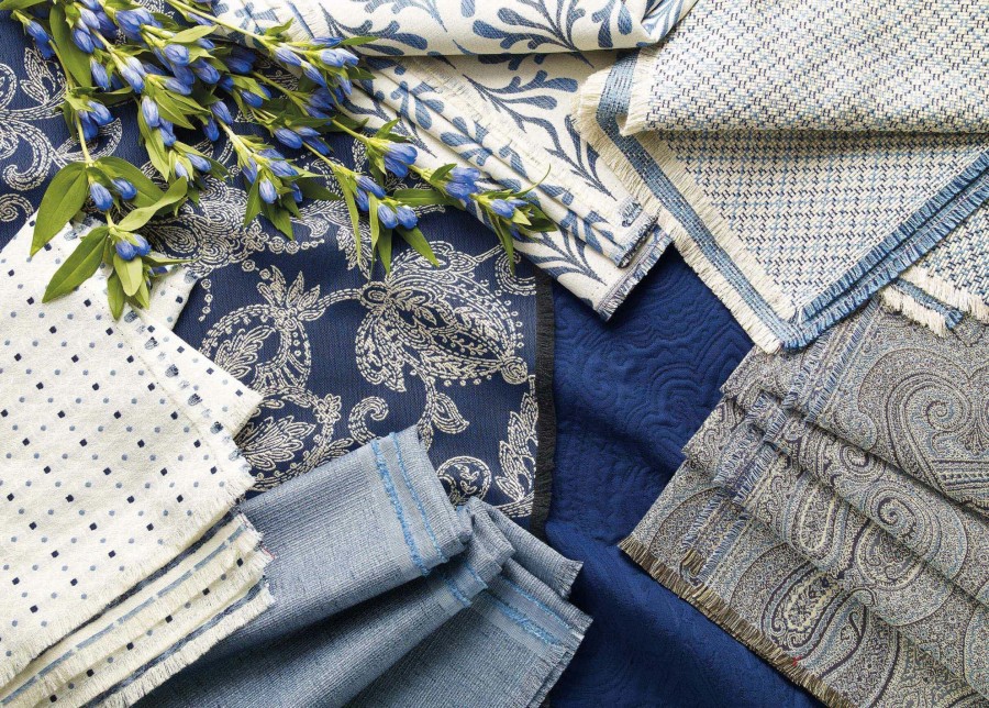 LIVING Ethan Allen Fabrics | Leigha Blue Fabric By The Yard