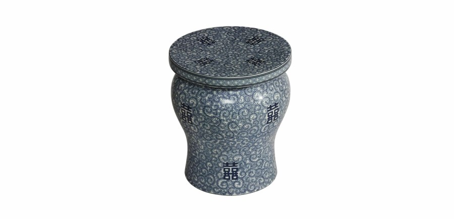 Outdoor Accessories Ethan Allen | Blue And White Garden Stool