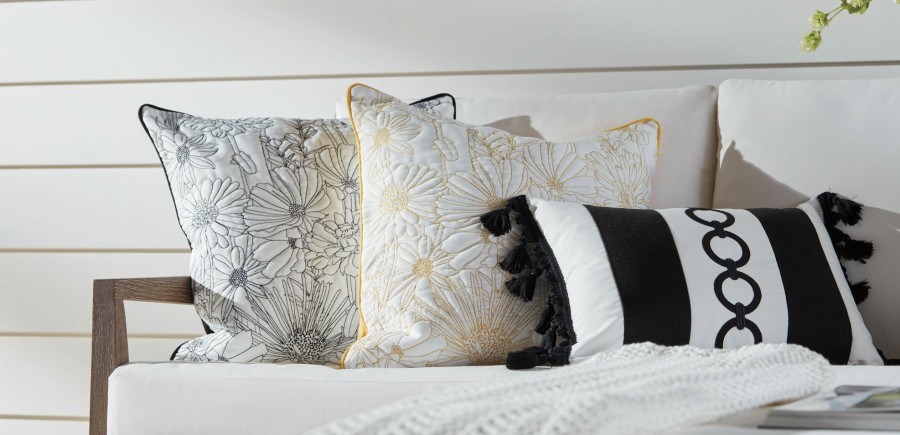 Outdoor Accessories Ethan Allen | Embroidered Floral Outdoor Pillow