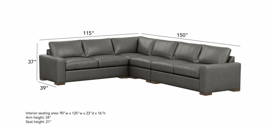 LIVING Ethan Allen | Conway Leather 4-Piece Sectional, Quick Ship