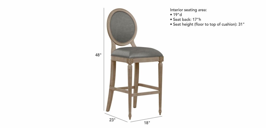 DINING Ethan Allen | Marcella Leather Oval Back Barstool