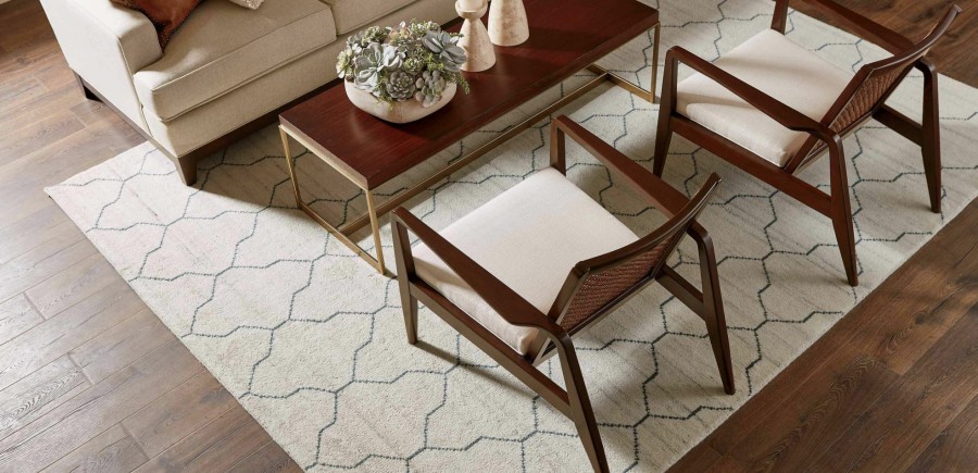 RUGS & FLOORING Ethan Allen | Tulu Lattice Rug, Natural/Seafoam