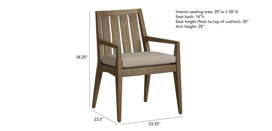 OUTDOOR Ethan Allen | Bridgewater Cove Teak Dining Armchair, Quick Ship