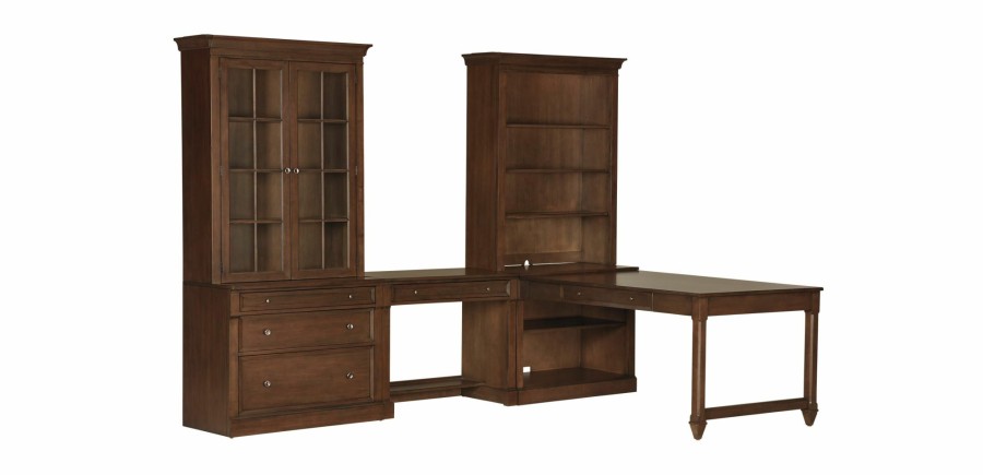 HOME OFFICE Ethan Allen | Continental Double Office Island With Bridge Desk