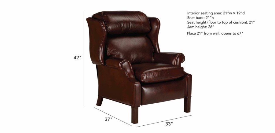 LIVING Ethan Allen Recliner Chairs | Townsend Leather Recliner, Old English/Chocolate