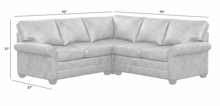 LIVING Ethan Allen | Bennett Roll-Arm Leather Three-Piece Sectional