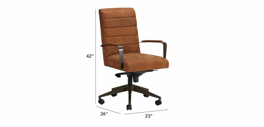 HOME OFFICE Ethan Allen | Slater Leather Channel-Back Desk Chair