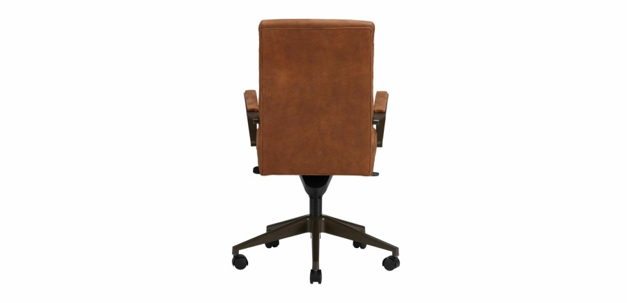 HOME OFFICE Ethan Allen | Slater Leather Channel-Back Desk Chair