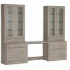 HOME OFFICE Ethan Allen | Callum Large Extended Bridge Desk, Glass Doors