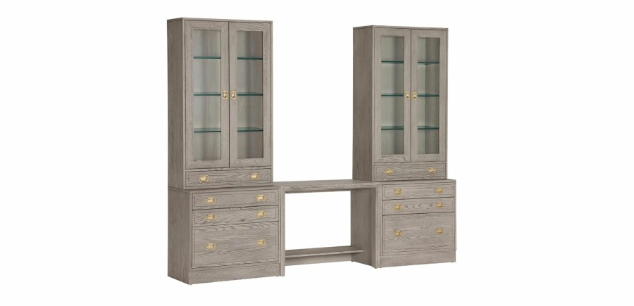 HOME OFFICE Ethan Allen | Callum Large Extended Bridge Desk, Glass Doors