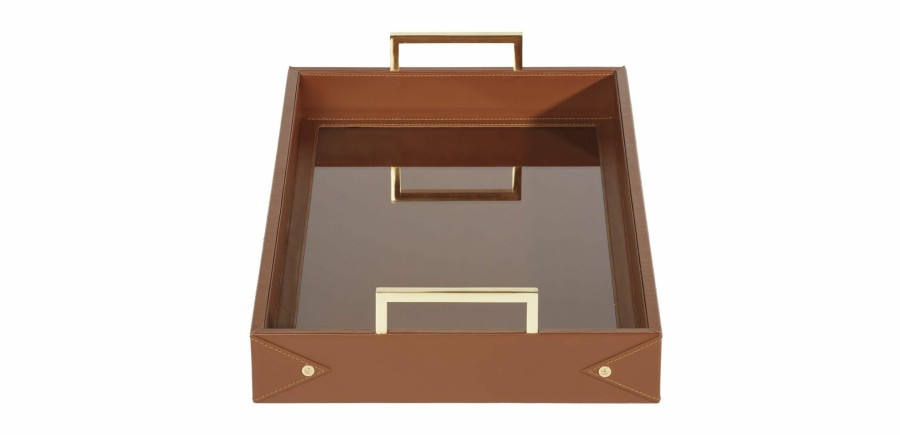 HOME OFFICE Ethan Allen | Brewster Leather Tray