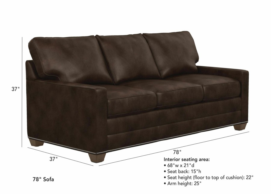 LIVING Ethan Allen Leather Sofas | Bennett Track-Arm Leather Sofa, Quick Ship