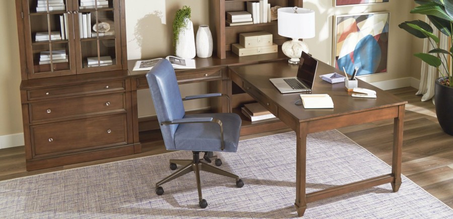 HOME OFFICE Ethan Allen | Slater Leather Desk Chair