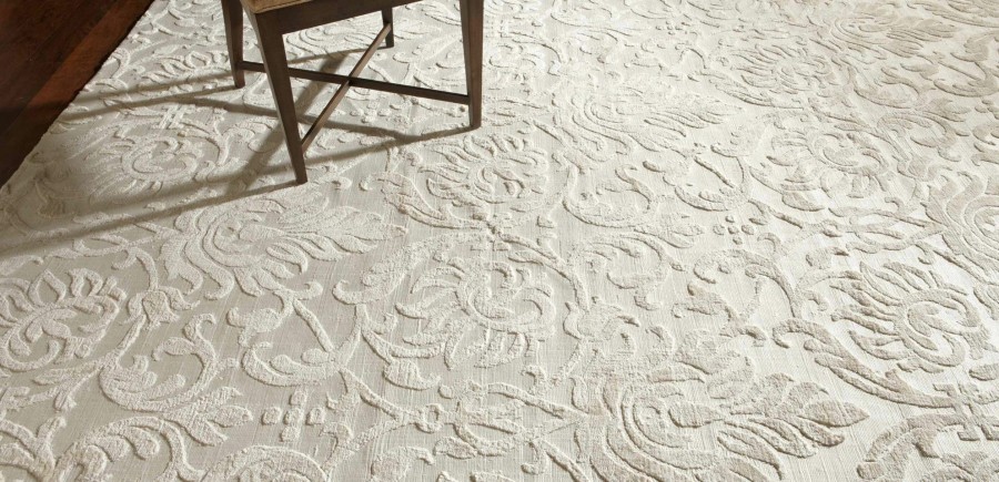 RUGS & FLOORING Ethan Allen | Jacquard Damask Rug, Ivory