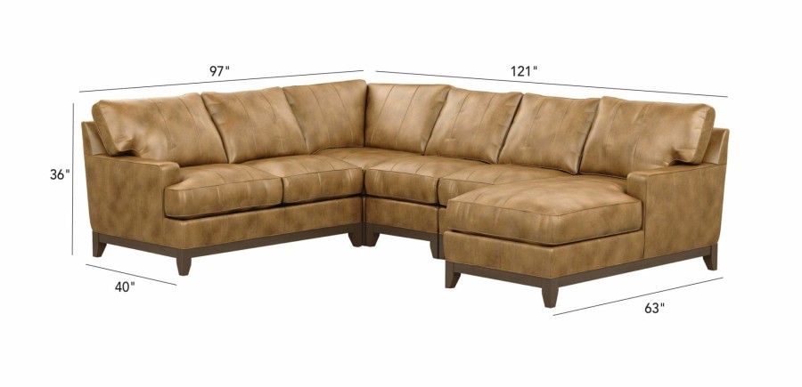 LIVING Ethan Allen | Arcata Five-Piece Leather Sectional With Chaise