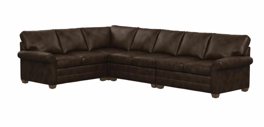 LIVING Ethan Allen | Bennett Roll-Arm Large Leather Four-Piece Sectional