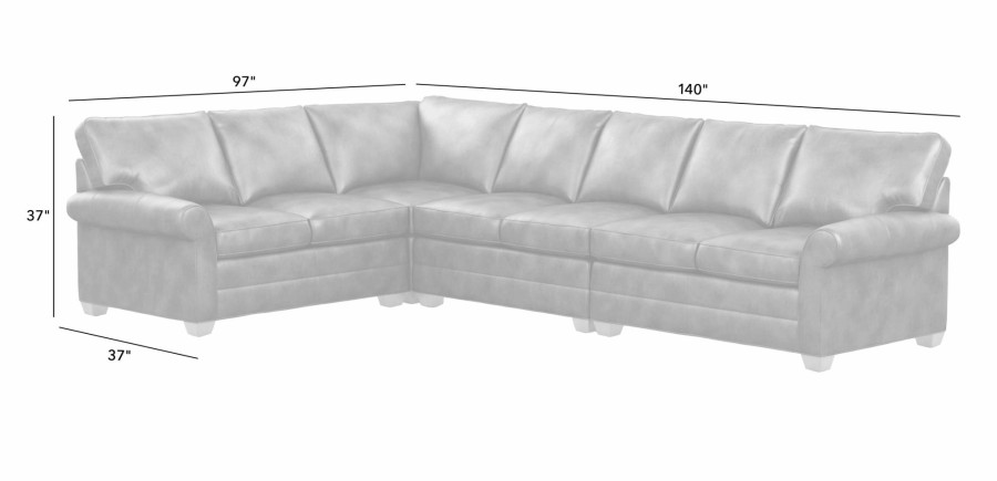 LIVING Ethan Allen | Bennett Roll-Arm Large Leather Four-Piece Sectional