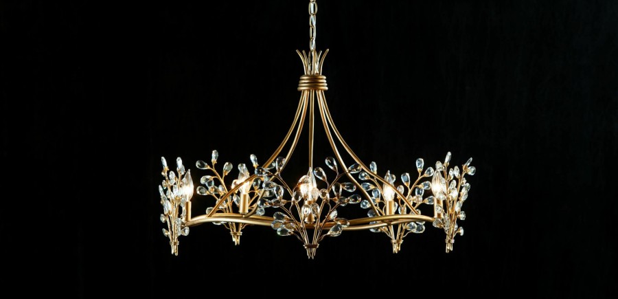 LIGHTING Ethan Allen | Clara 5-Light Round Crystal Chandelier