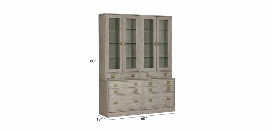 HOME OFFICE Ethan Allen | Callum Double Library Bookcase With File Cabinet