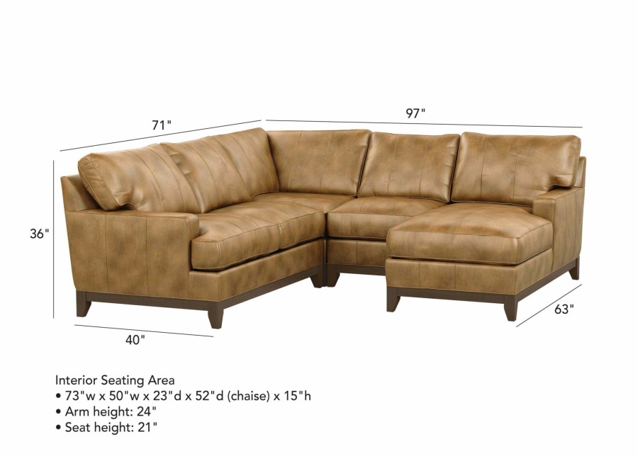 LIVING Ethan Allen | Arcata Four-Piece Leather Sectional With Chaise