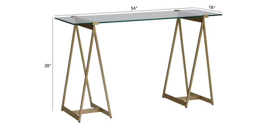 HOME OFFICE Ethan Allen | Verena Glass-Top Sawhorse Desk