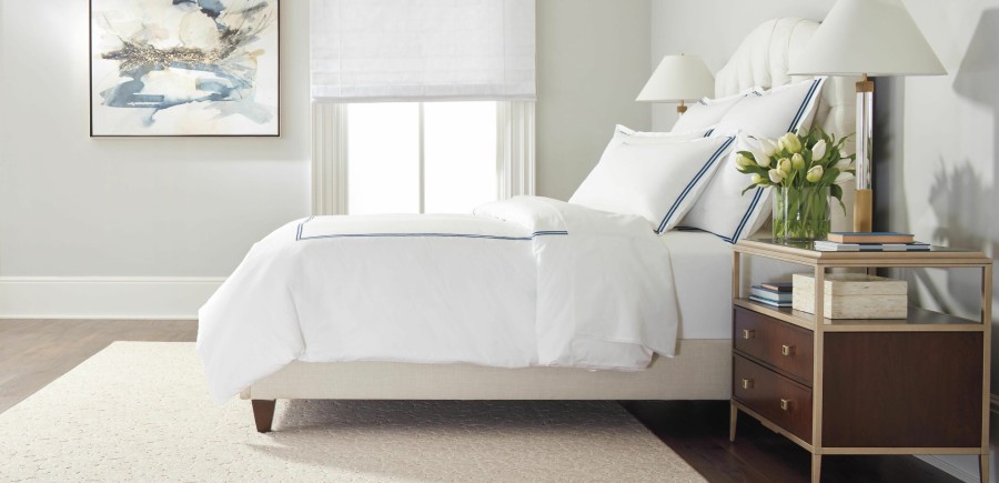 BEDROOM Ethan Allen Duvet Covers | Satin-Stitch Percale Duvet Cover And Sham