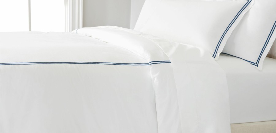 BEDROOM Ethan Allen Duvet Covers | Satin-Stitch Percale Duvet Cover And Sham