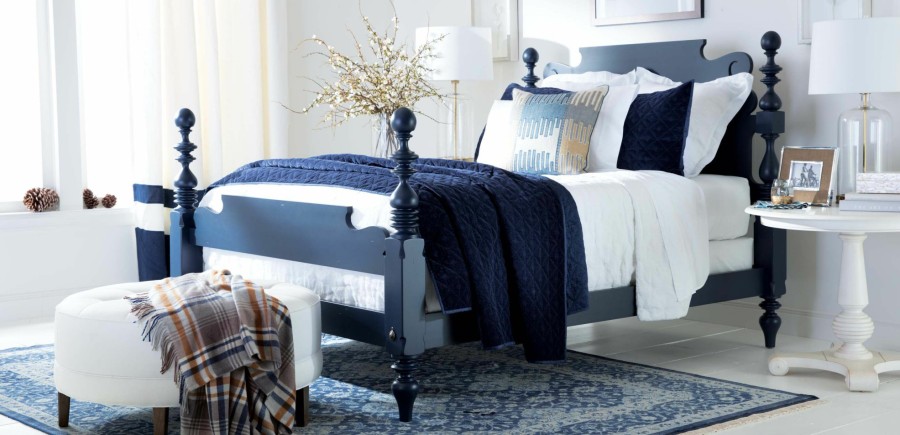 BEDROOM Ethan Allen Decorative Shams | Gresham Navy Velvet Sham, Euro