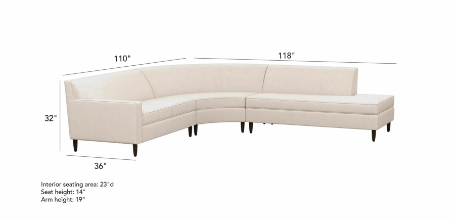 LIVING Ethan Allen | Marcus Three-Piece Open-End Sectional, Quick Ship