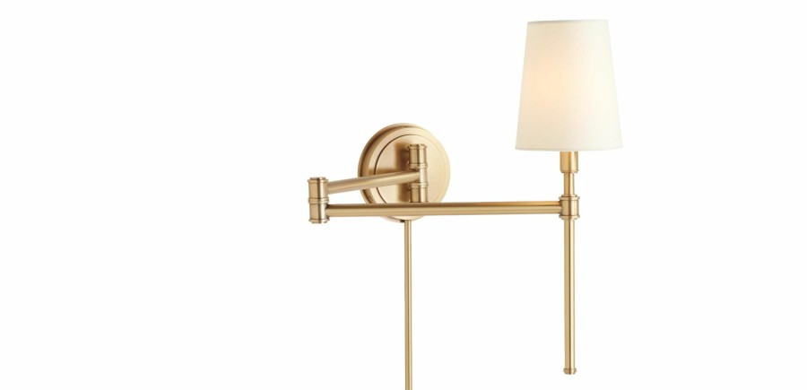 LIGHTING Ethan Allen | Drew Swing Arm Sconce, Hardwire/Plug-In